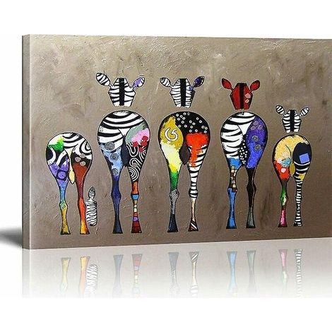 (non Encadr, 40x50cm) Zebra Colourful Tail Street Art Graffiti Fabric Decoration Fabric Printing Desktop Fabric Modern Living Room Wallpaper