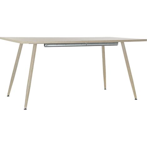 Table à manger Table repas extensible en métal et MDF coloris naturel - Longueur 160-200 x Hauteur 76 x Profondeur 90 cm -PEGANE- (1/5)