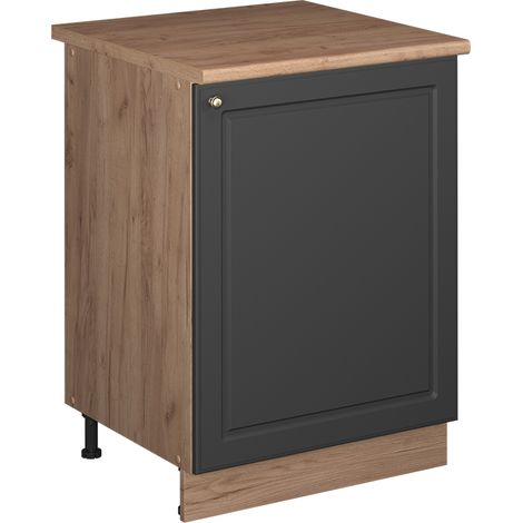 Mobiletto base cucina Fame-Line, Oro-antracite rustico/Rovere dorato, 60 cm 1 anta con piano di lavoro, Vicco (1/5)