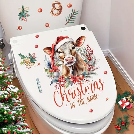Autocollant Pour Cuvette De Toilette - Décoration De Noël Auto-Adhésif Pour Couvercle Et Mur De Salle De Bains - 1 Pièce (1/5)