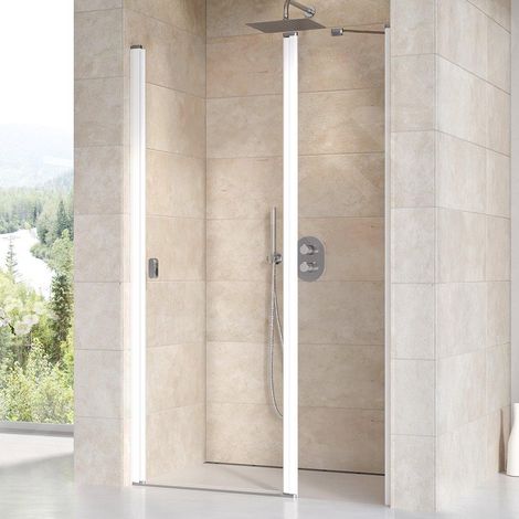 Ravak Chrome - Porte de douche en deux parties CSD2-110, 1075-1105 cm, blanc/verre transparent 0QVDC100Z1 (1/4)