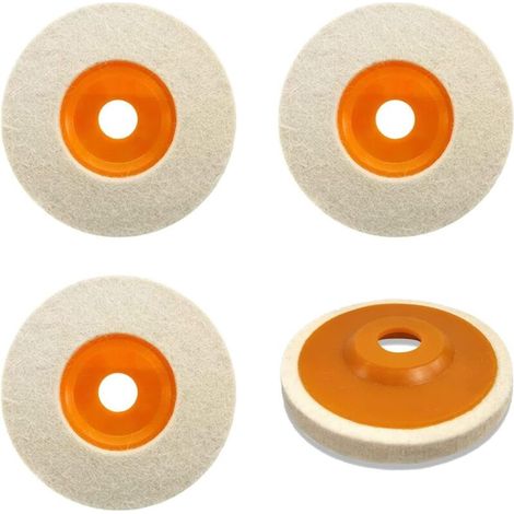 Disco de pulido para amoladora de 4 piezas de diámetro de 125 mm, diámetro del orificio de la amoladora angular de pulido de 22 mm, rueda de pulido de fieltro de lana para pulir vidrio, cerámica, plás (1/4)