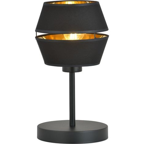 Lampe de chevet Piano abat-jour noir/or E27 Emibig (1/4)