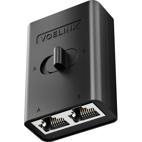 Network LAN Switch, Répartiteur Réseau 2-en-1-Sortie ou 1-en-2-Sorties, Sélecteur Ethernet Passif sans Alimentation 1000Mbps CAT8/CAT7/Cat6A/Cat6/Cat5e/Cat5, PoE, Plaqué Or, Interrupteur (1/5)