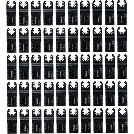 Lames de Scie Oscillantes pour Métal/Bois, 50 PCS Outil Multifonction Saw Blades Accessoires Kit de 34mm, Accessoires d'outils en Acier au Carbone, pour Bosch Fein - Noir (1/5)