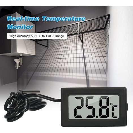 Thermomètre numérique d'aquarium LCD Jauge de température d'aquarium avec sonde NTC étanche -50 ℃ 110 ℃ pour réfrigérateur, incubateur de reptiles marins, serre (1/5)