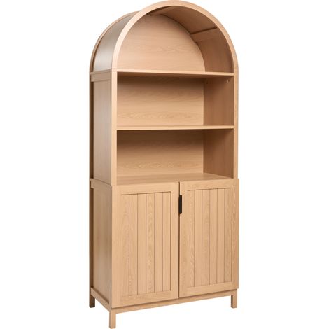 Estantería de 5 niveles con estantes de MDF y patas de madera puertas cerradas estilo rústico marrón claro Coolah