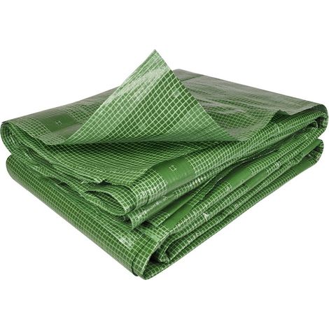 Terre Jardin – Bâche de protection armée verte 160g/m² – Étanche et traitée anti-UV – Dimensions 4 x 6m – Trame quadrillée pour coupe nette