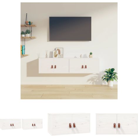 Wandregal - vidaXL Wandschränke 2 Stk. Weiß 60x30x30 cm Massivholz Kiefer - Stauraum Holz (1/5)