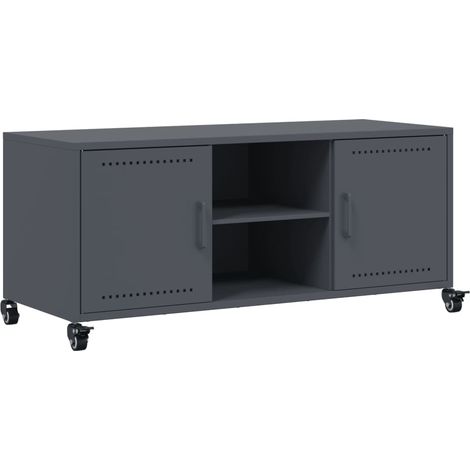 Mueble TV multimedia estantería para televisión buffet para televisión comedor salón dormitorio 100,5 x 39 x 43,5 cm acero antracita 020026379