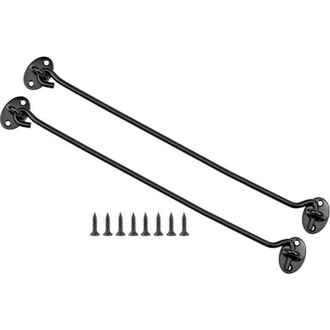 2 piezas, Gancho de viento, 6 pulgadas, Ganchos de viento, Bisagra, Gancho y cerrojo, Ganchos y cerrojo para cabina, Cerradura, 15039 mm, Negro (1/5)