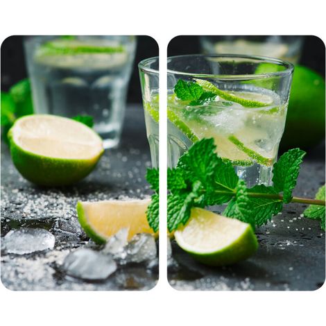 Plaques de protection Mojito en verre trempé – Lot de 2 – Hauteur réglable 1,5 à 5,5 cm – Pour plaques à induction, électriques et gaz