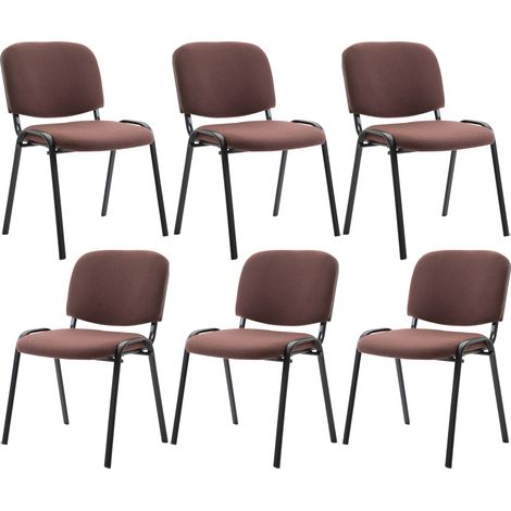 Lot de 6 chaises visiteur empilables Ken en tissu Marron (1/2)
