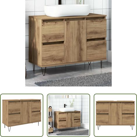 Holzschrank -  Badschrank Artisan-Eiche 80x33x60 cm Holzwerkstoff (1/5)