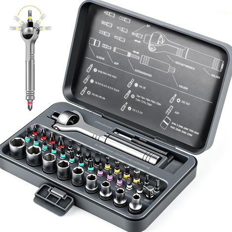Jeu de 40 tournevis à cliquet, jeu de tournevis à cliquet magnétiques à 60 dents, idéal pour les projets de bricolage et les réparations domestiques (1/5)
