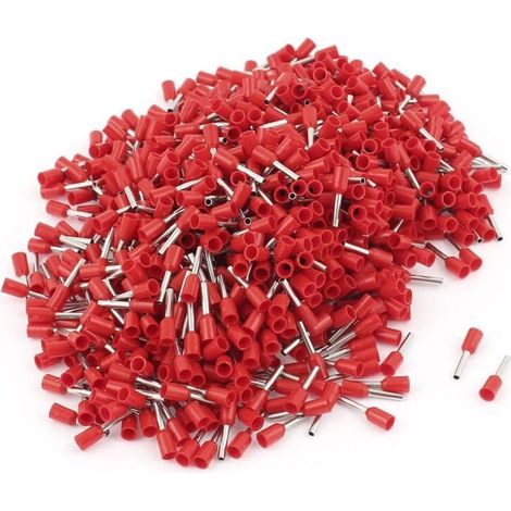 1000 pièces E1008 18 AWG Bornier à extrémité de câble isolé à gaine rouge