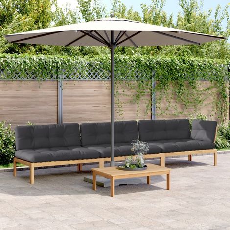 4-tlg. Garten-Sofagarnitur aus Paletten mit Kissen Akazienholz (1/5)