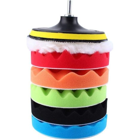 7-Piece 6-Inch Polishing Pad Set, Car Polishing Sponge with M14 Drill Adapter, Polishing Kit for Car Polisher and Waxing (1/5)