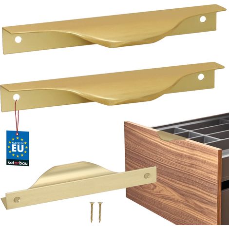 Tiradores para muebles KOTARBAU® Modern Edge de aluminio color oro mate, 128/148 mm, juego de 2