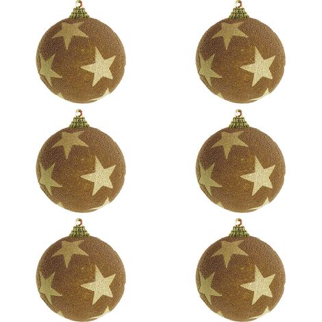 6 Stk. Weihnachtbaumkugeln Stern 8 cm Gold-MYW53769-2-gold (1/2)