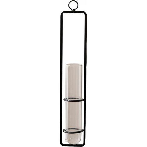 Vase Suspendue - Verre à Hydroponie en Verre et Fer - Pour Salon Jardin Balcon - Grande Capacité - Noir