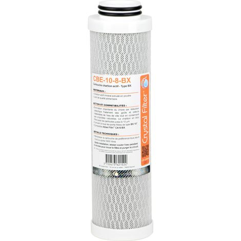 Cartouche CBE-10-8-BX charbon actif BX 10'' - 10 µm - compatible CA10BX - Crystal Filter® (1/5)
