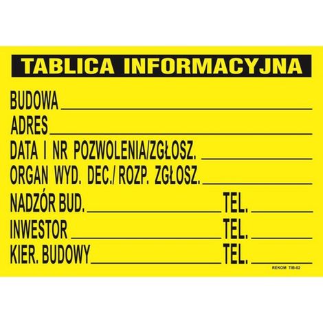 Panneau Information Chantier - 70x50 cm - PVC Rigid - Jaune - Sérigraphié