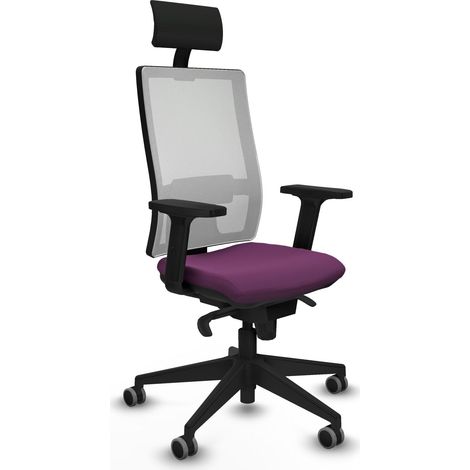 Horna sincro malla blanca similpiel morado brazos 2D base piramidal cabecero fijo ruedas 65mm engomadas (1/5)