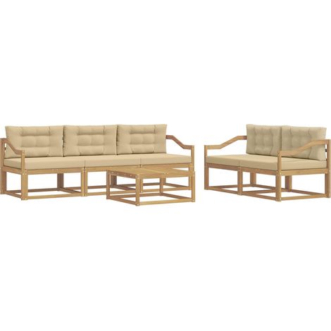 Set di divani da esterno 6 pz Bianco e Beige vidaXL (1/5)