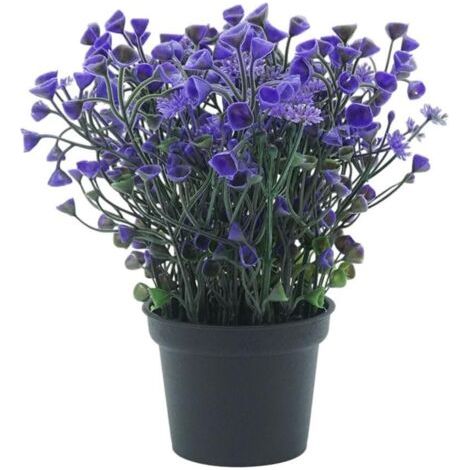 Fleurs artificielles en pot, petites plantes artificielles en pot, plante artificielle pour la maison, le bureau, le salon, la décoration de bureau (violet)-4pc (1/5)