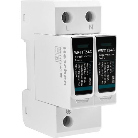 Dispositif de Protection Contre Les surtensions SPD, WR-T1T2-AC, 2P 275V, in 20kA, Iimp 7kA, Type T1+T2, Dispositif de limiteur Basse Tension, Montage sur Rail DIN 35mm (1/5)