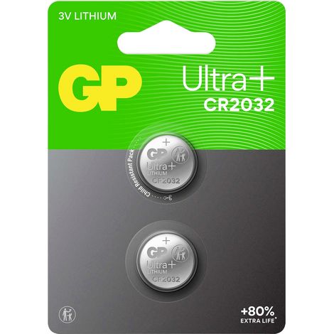 GP Pile bouton CR 2032 3 V 2 pc(s) 220 mAh Li-MnO2 GP Ultra Plus Batterie Lithium Knopfzelle CR2032