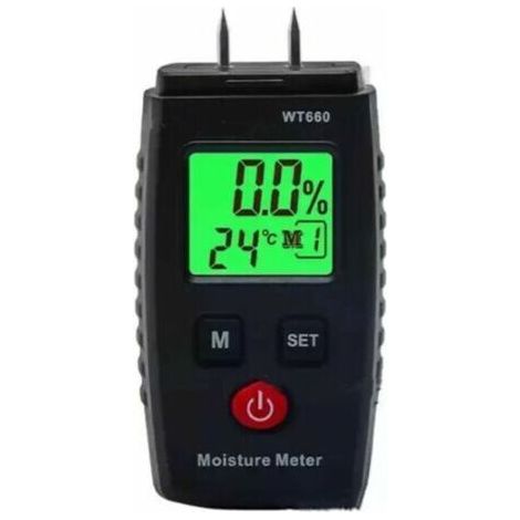 Tigrezy -Testeur d'humidité Écran LCD rétroéclairé vert - Détecteur de moisissure 3 en 1 pour épingles, bois et matériaux de construction (1/4)