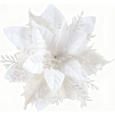 Simulation de fleurs de Noël 12 guirlandes blanches décoratives (1/5)