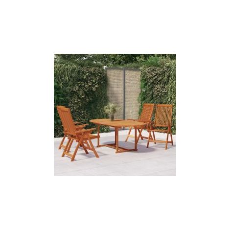 Ensemble à manger de jardin 5 pcs Bois d'eucalyptus massif (1/5)