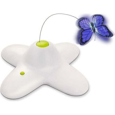 1 Jouet interactif pour chat, papillon clignotant à rotation 360 degrés, 2 rechanges inclus, exercice intérieur (1/5)
