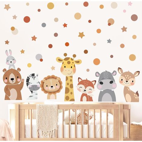 Stickers Muraux Enfants Bébé Animaux Autocollants Muraux Boho (1/5)