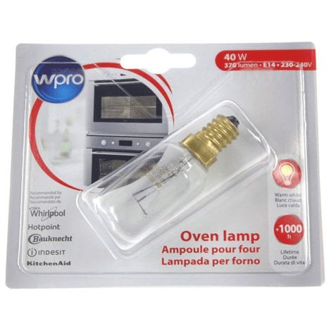 Ampoule 300° 40W 230-240V T29 (484000008841, C00385586) Four micro-ondes AEG, ARTHUR MARTIN, ARTHUR MARTIN ELECTROLUX, BAUKNECHT, BEKO, BRANDT, DE DIETRICH, ELECTROLUX, FAGOR, FAURE, IKEA WHIRLPOOL, J (1/2)