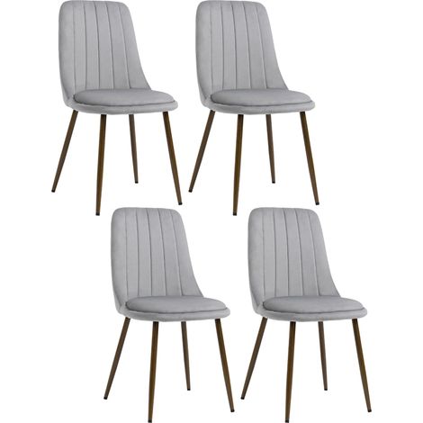 Set 4 Sedie Imbottite 47x55x86 cm in Poliestere e Acciaio Grigio (1/5)