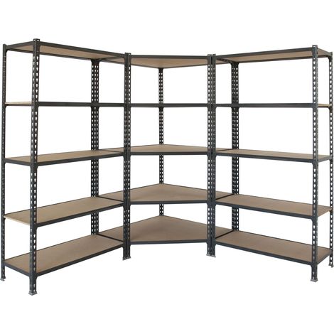Simonrack Maderclick Corner Rayonnage d'angle Anthracite Bois (1/5)