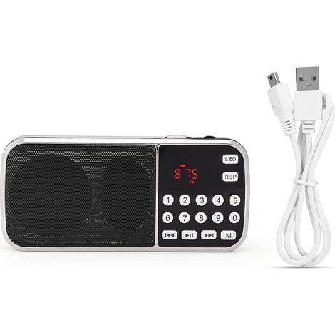 Baladeur numérique audio MP3 avec haut-parleur, lampe LED, radio FM, prise en charge carte TF, USB et AUX (1/5)