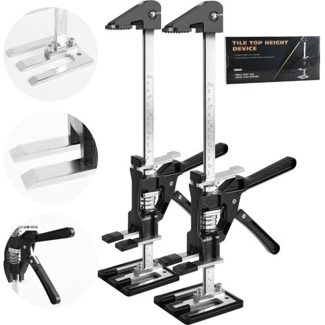 Lot de 2 outils de levage de porte à bras pour économiser de la main-d'œuvre, cric d'armoire, système de nivellement de carrelage, outil de cric portatif de 400 kg pour sols, portes, armoires, (1/5)