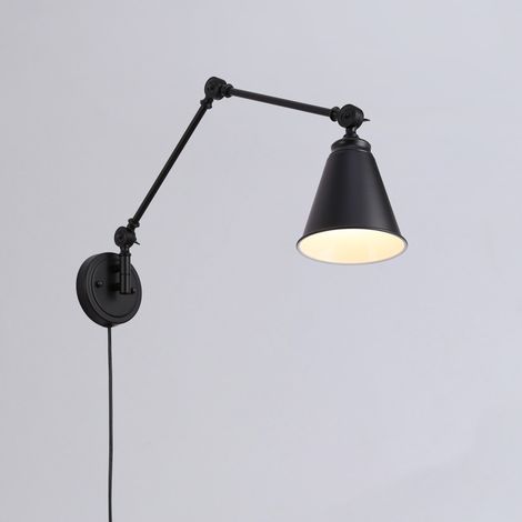 Schwenkbare Vintage-Wandleuchte „Tika“ mit Kabel und Stecker (1/5)