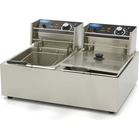 Friteuse professionnelle ECO 2 x 6 L - 2 paniers - Jusqu'à 2,4 kg de frites