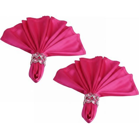 Lot de 5 serviettes en satin fuchsia de 50 cm (20 pouces) pour la décoration de table lors d'un mariage ou d'une fête. (1/5)