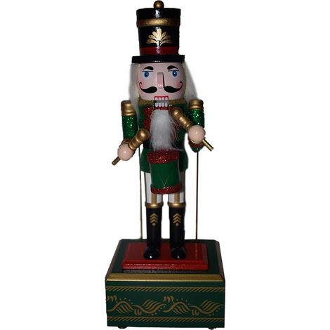 Soldato schiaccianoci in legno con carillon e movimenti soldatino per regali di natale addobbi decorazione da collezione (1/5)