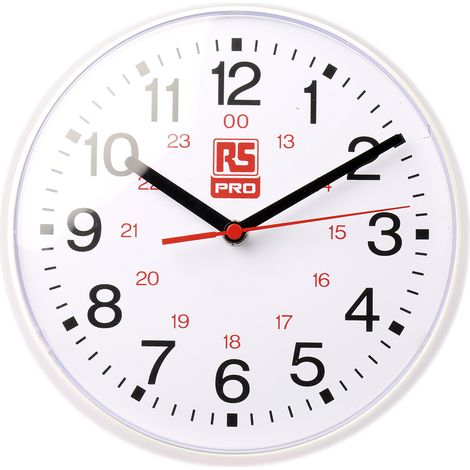 Horloge Analogique Murale RS PRO, Ø 215mm, incassable ( Prix pour 1 )