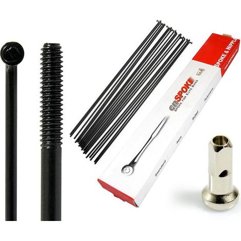 Juego de 18 radios CnSpoke STD14, acero inoxidable, negros + cabecillas (1/5)