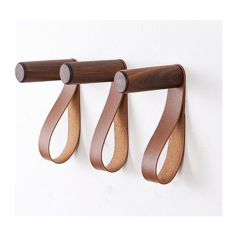 (noyer Lot de 3)Patère Murale en Cuir Crochets Muraux en Bois Porte-Manteau Mural pour accrocher Sac Serviettes et Manteaux Décoration Scandinave Design Moderne (1/5)