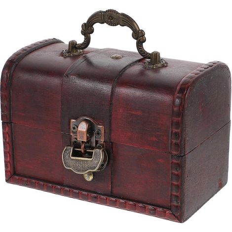 Coffre à bijoux, coffre au trésor de pirate, boîte de rangement en bois verrouillée, multicolore (1/5)